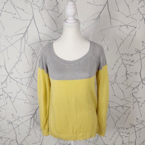 Banana Republic Colorblock 75% Linen Bamboo Round Neck Sweater - Picture 1 of 5